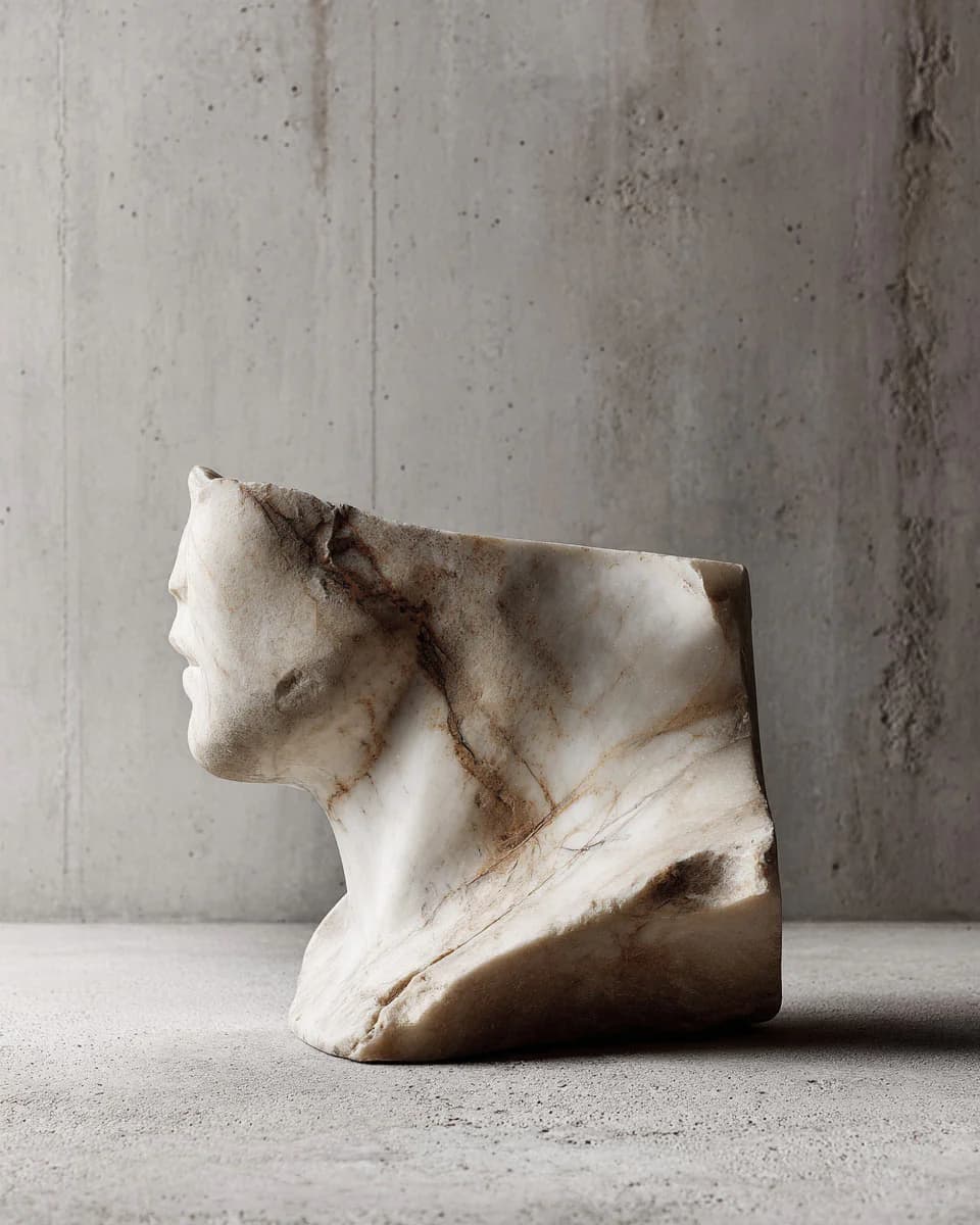 Sculptural fragments arranging toward a whole.