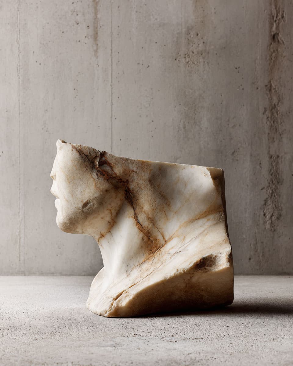 Sculptural portrait in warm light
